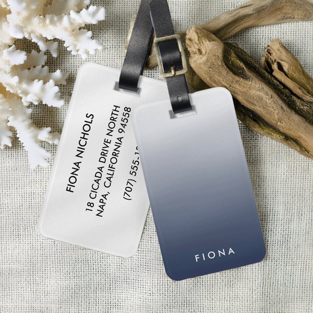 Navy Gradient Ombre Personalized Luggage Tag (Creator Uploaded)