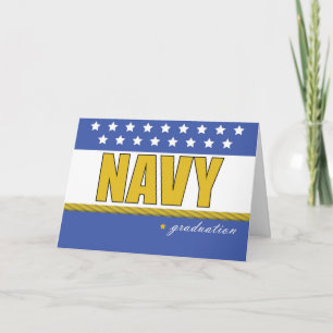 Navy Graduation Blue, Gold with Stars, Rope Card