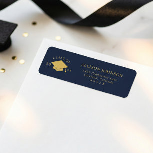 Navy Graduation Cap Return Address