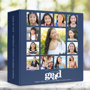 Navy Graduation K–12 Bold Modern Photo Collage Binder