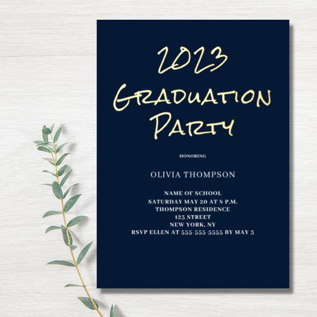  Navy Graduation Party Foil Invitation (Creator Uploaded)