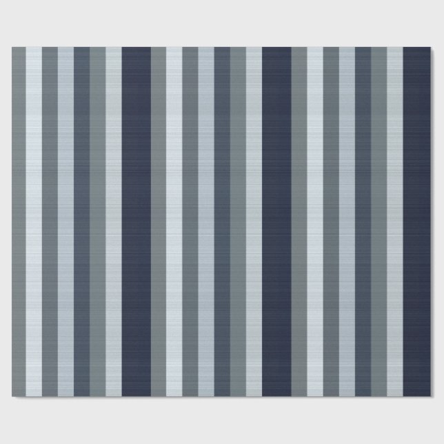Navy Gray Stripes  Wrapping Paper (Flat)