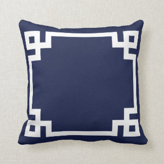 Navy Greek Key Pillow