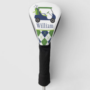 Navy & Green Golf Cart Golf Head Cover