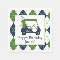 Navy & Green Golf Personalized Party Napkins