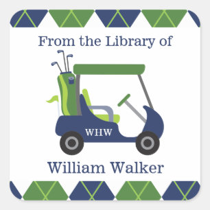 Navy & Green Golf Personalized Stickers