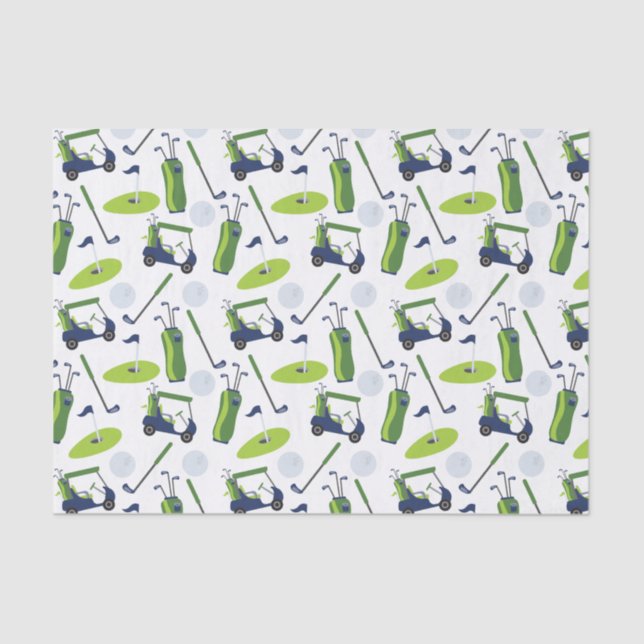 Navy & Green Golf Tissue Paper (Front)