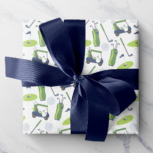 Navy & Green Golf Wrapping Paper
