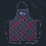 Navy Green Red Tartan Plaid Personalized Holiday Apron<br><div class="desc">Seasonal holiday apron features a classic navy blue,  hunter green,  red,  and white Scottish tartan plaid pattern with white script monogram text that can be personalized with a first name. Whether you're cooking Christmas dinner,  baking holiday cookies,  or doing dishes,  you'll look stylish this holiday season!</div>