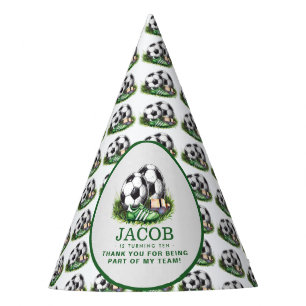 Navy green Soccer Kids Watercolor Party Hat