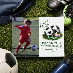 Navy green Soccer Kids Watercolor photo Postcard