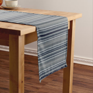Navy Grey Grey Stripes Short Table Runner