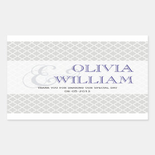 Navy grey Moroccan tile ampersand wedding favour Sticker