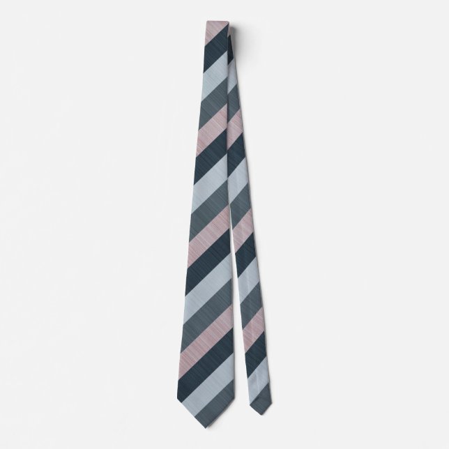 Navy Grey Pink Striped Tie (Front)