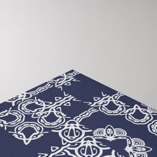 Navy Grey Scrolled Pattern Colours Wall Art  (Corner(Top))