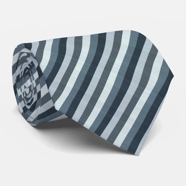 Navy Grey Stripes Tie (Rolled)