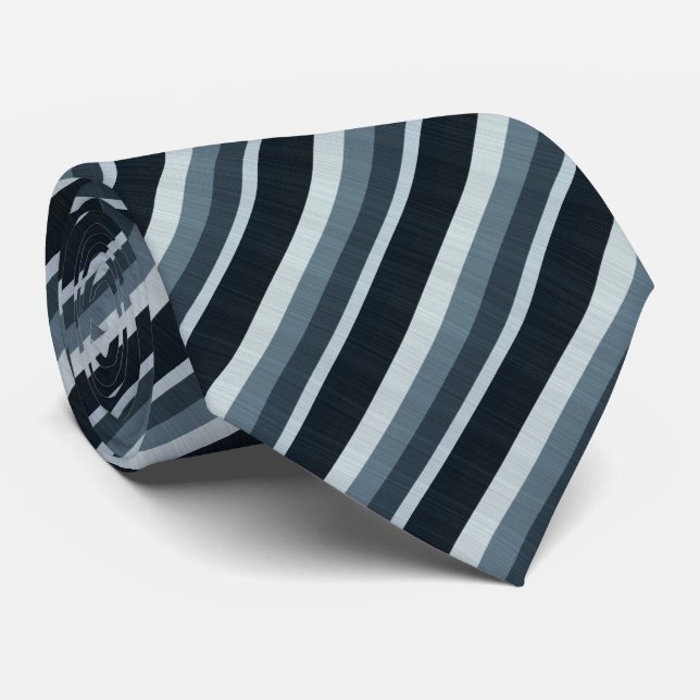 Navy Grey Stripes Tie (Rolled)