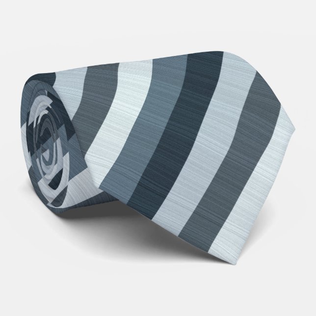 Navy Grey Stripes Tie (Rolled)