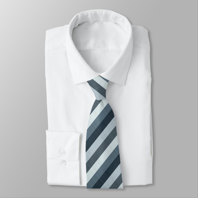 Navy Grey Stripes Tie (Tied)