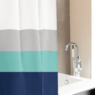 Navy, Grey Teal Colorblock Stripes