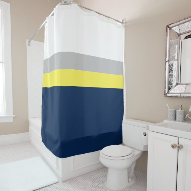 Navy, Grey Yellow Colorblock Stripes (In Situ)