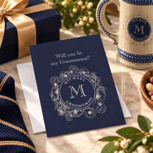 Navy Groomsman Proposal Card