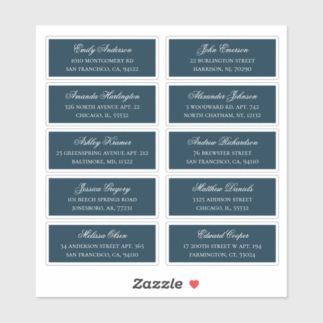 Navy guests names address. Wedding shipping labels (Sheet)