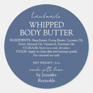 Navy Handmade Body Butter Organic Classic Round Sticker