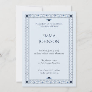 Navy Hexagon Graduation Party Invitation