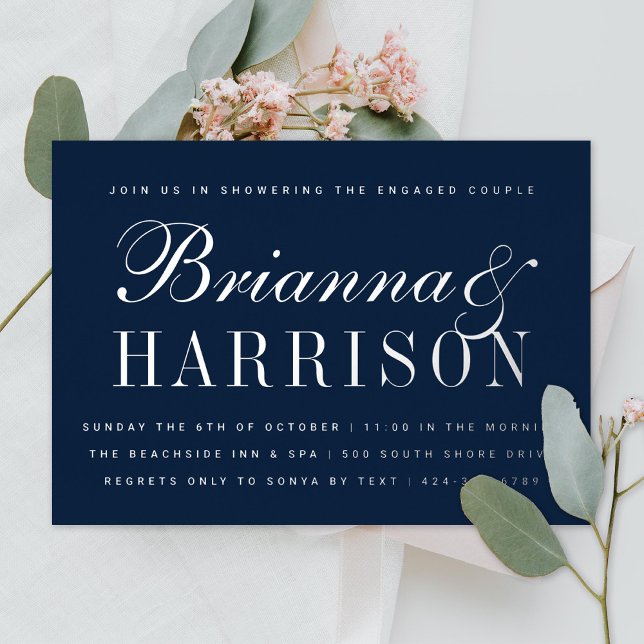 Navy His and Hers Elegant Couples Shower Silver (Creator Uploaded)