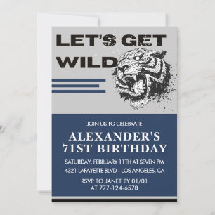 Navy Hommes 71e anniversaire invitations Tiger