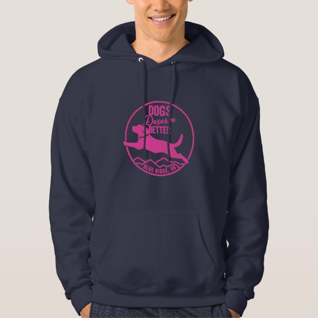 Navy Hoodie Bright Pink Front Logo (Front)