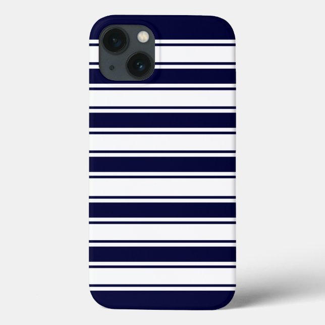 Navy Horizontal Stripe Case-Mate iPhone Case (Back)
