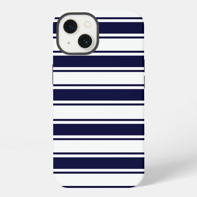 Navy Horizontal Stripe iPhone Case (Back)