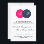 Navy & Hot Pink Twin Monograms Wedding Invitation<br><div class="desc">Navy & Hot Pink Twin Monograms Wedding Invitation</div>