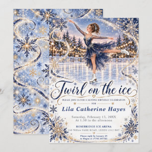 Navy Ice Skating Birthday  Invitation