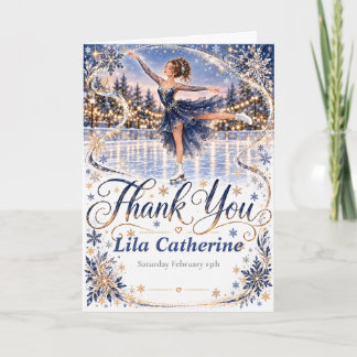 Navy Ice Skating Birthday  Thank You Card
