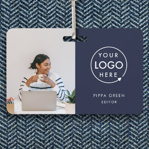 Navy ID Card   Modern Trendy Employee Blue Badge