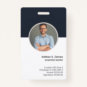 Navy ID Employee Photo ID Company Security Badge