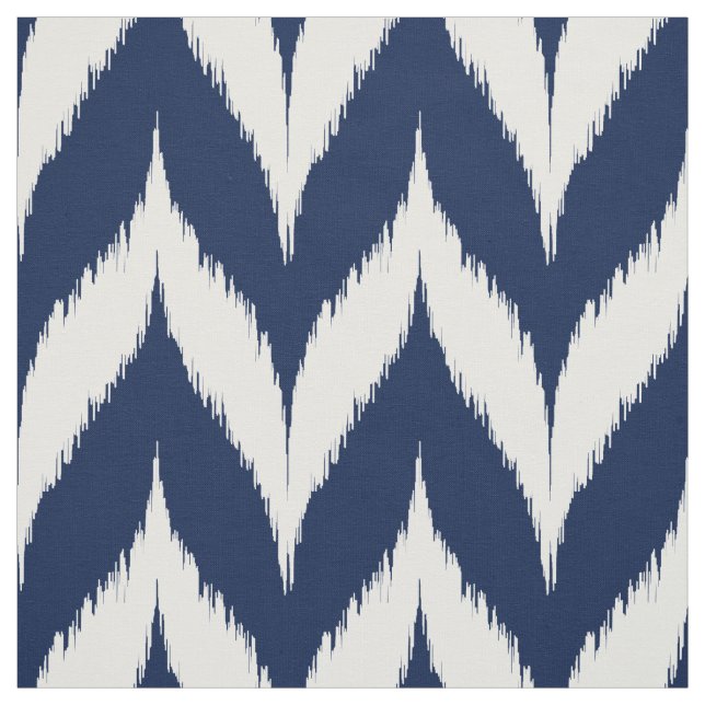 Navy Ikat Chevron Pattern Fabric (Swatch)