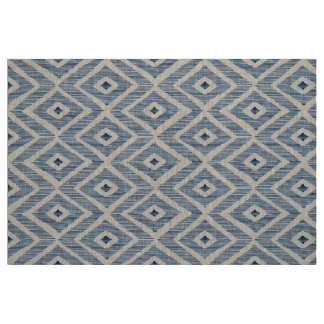 Navy Ikat on natural linen Fabric