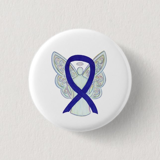 Navy, Indigo, Dark Blue Awareness Ribbon Angel Pin (Front)