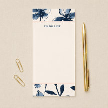 Navy Indigo Floral Cream Magnetic To Do List