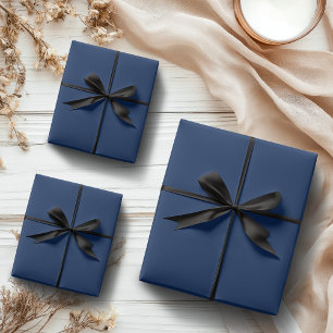 Navy Indigo Solid Colour Classic Elegant Wrapping Paper Sheet
