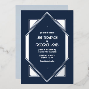 Navy Ink & Silver Gatsby Art Deco Wedding