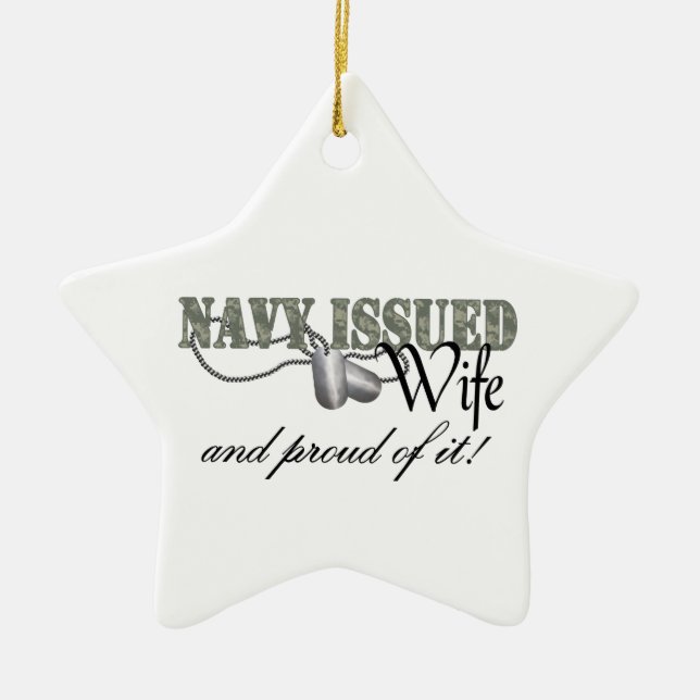 Navy Issued Wife Ceramic Ornament (Front)