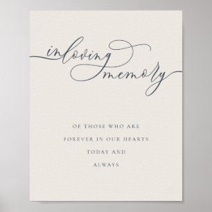 Navy Ivory Funeral Wedding in Loving Memory Poster