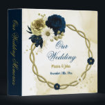 navy ivory gold floral wreath wedding photo album binder<br><div class="desc">Beautiful navy blue ivory white and gold flowers with gold leaves botanical wreath wedding photo album.
The gold glitter details are simulated.  
FOR MORE MATCHING PRODUCT click on the collection above or contact me.</div>