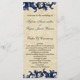 Navy ivory Vintage Flourish Wedding Program