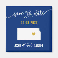 Navy Kansas Wedding Save the Date Map